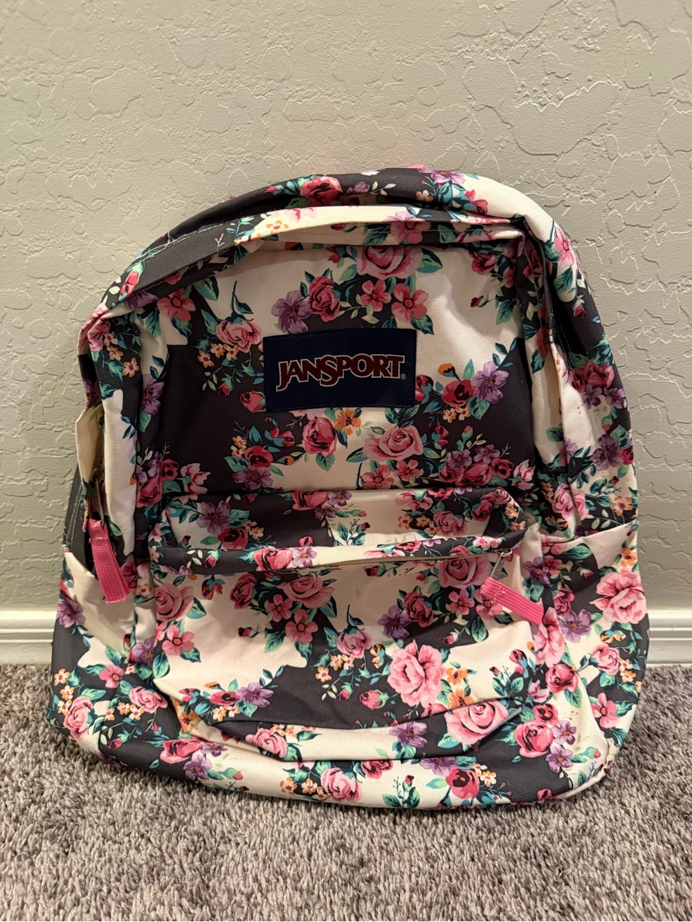 Jansport Floral Pink and Cream Backpack